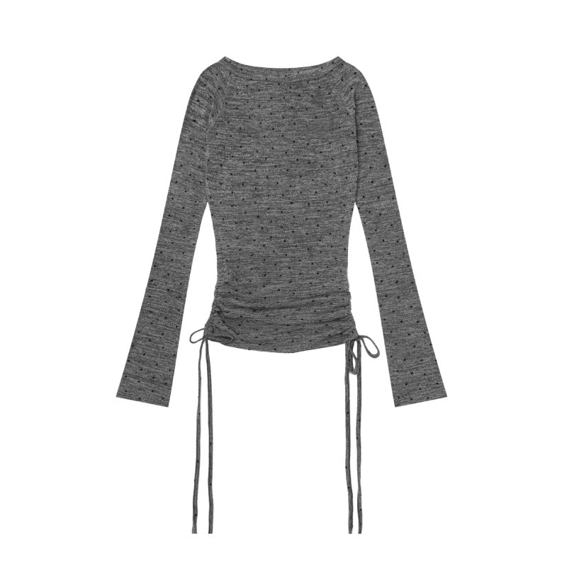 Fitted Polka Dot Long Sleeve with Drawstring