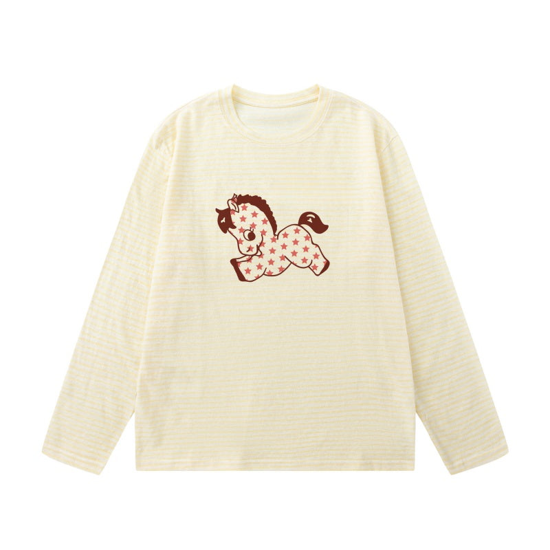 Light-Colored Long Sleeve with Pony Print