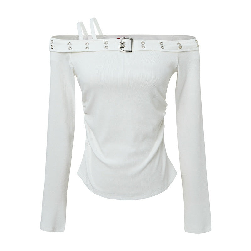 White Hip-Hop Style Long Sleeve with Unique Design